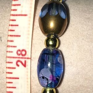 New Blue Artisan Glass Bead Stretch Bracelet